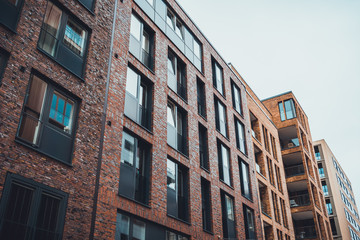 Urban city center with row of unique housing