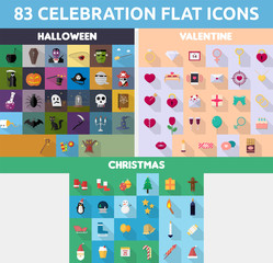 Fototapeta na wymiar 83 Vector Set of Celebration Flat Icons