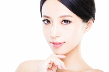 Obraz na płótnie Canvas closeup young woman face with clean skin