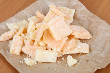 Cutting parmesan cheese