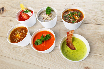 Variety of soups from different cuisines