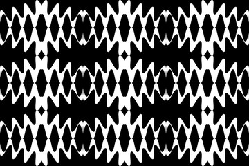 Vector Illustration. Seamless White Waves Pattern on Black Background. Geometric Abstract Background.  Suitable for textile, fabric, packaging and web design.