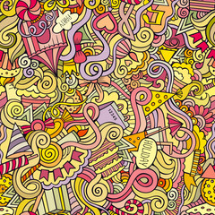 Cartoon doodles hand drawn holidays seamless pattern