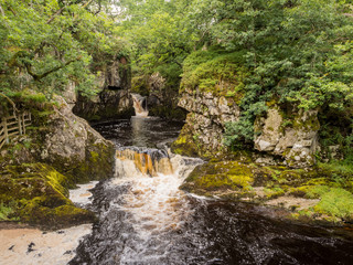 Spectacular waterfall on the Ingleton Waterfalls Trail, Ingleton, North Yorkshire, UK