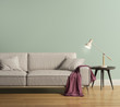 Grey sofa in a contemporary modern mint interior