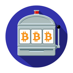 Bitcoin slot machine icon vector illustration