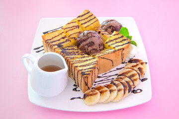 honey toast banana and chocolate