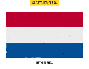 Dutch grunge flag with little scratches on surface. A hand drawn scratched flag of Netherlands with a easy grunge texture. Vector modern flat design