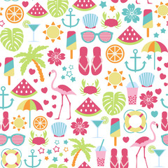 seamless pattern with summer icons - 117250513