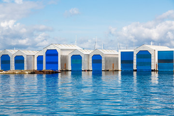 Boat Houses with Blue Doors