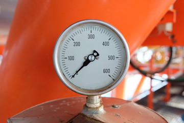Pressure gauge, measuring instrument close up.