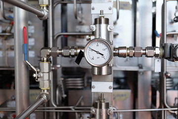 Pressure gauge, measuring instrument close up.