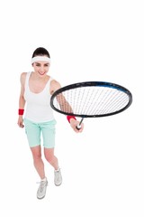 Female athlete playing badminton 