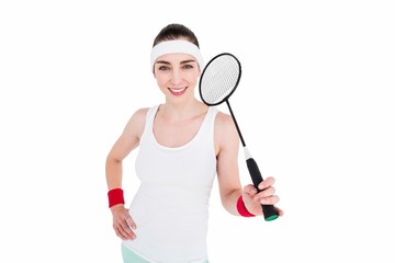 Female athlete playing badminton 