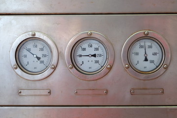 Pressure gauge, measuring instrument close up.