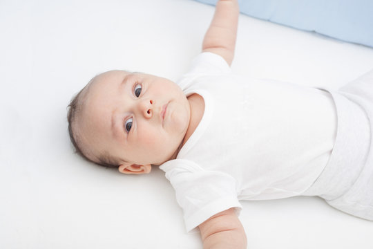 Scared Baby In Bed, Alone In His Room