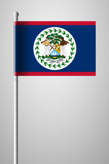 Flag of Belize. National Flag on Flagpole