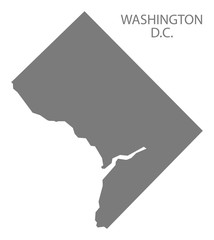 Washington DC USA Map grey