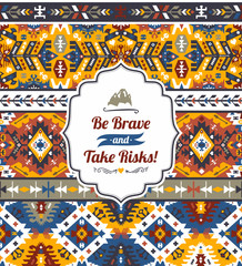 Seamless colorful pattern in tribal style