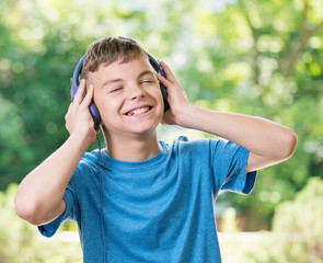 Teen boy with headphones