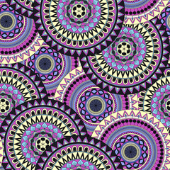 Hand drawn mandala ethnic seamless pattern.