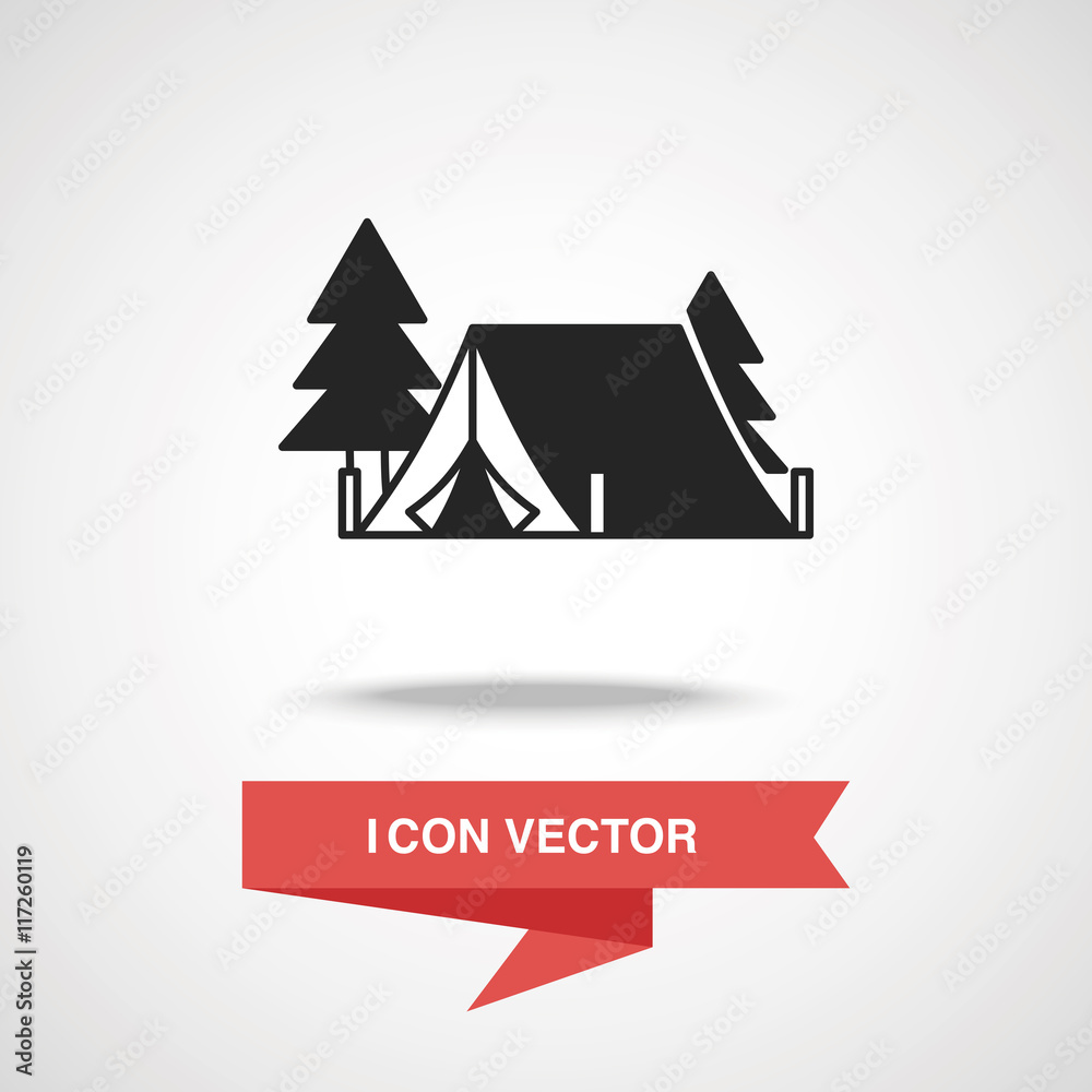 Poster camping tent icon