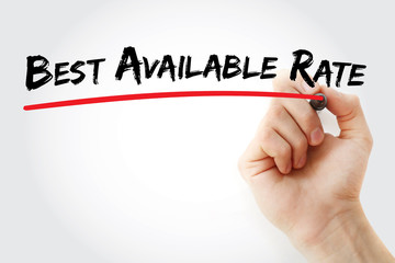 Hand writing Best Available Rate with marker, concept background