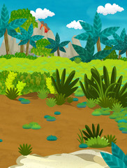 Cartoon happy nature scene - jungle - illustration for children
