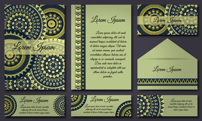 Invitation card collection. Vintage decorative elements. Islam, Arabic, Indian, ottoman motifs.