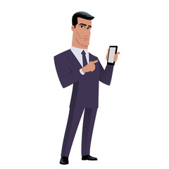 Businessman, he has a phone in his hand