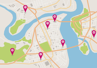 Vector horizontal city map © Maria Kazanova