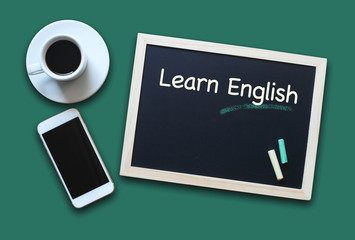 Chalkboard education concept saying Learn English