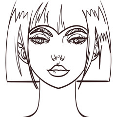 vector girl cute face drawing. Isolated eps 10