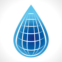 Globe in a form of water drop. Sign of global protection of water resources.