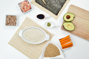 Fototapeta na wymiar ingredients to prepare sushi