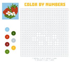 Color by number, fruits and vegetables, strawberry © ksenyasavva
