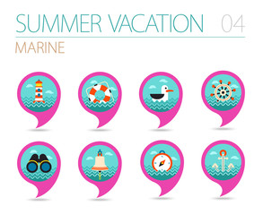 Marine pin map icon set