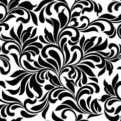 Seamless pattern. Tracery of floral abstract element on a white background. Vintage style. The pattern can be used for printing on textiles, wallpaper, packaging