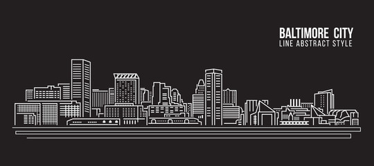 Cityscape Building Line art Vector Illustration design - Baltimore City