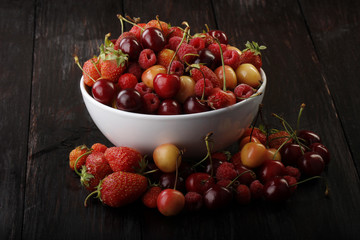berries on wooden background