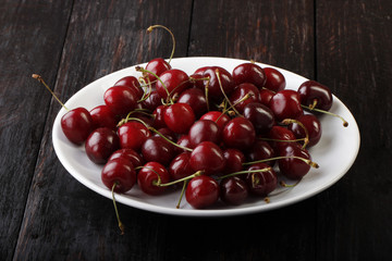 cherry on wooden background