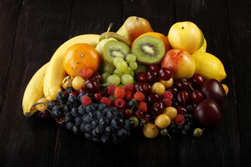 fruits on wooden background