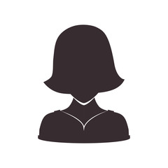 Avatar female concept represented by woman head and torso silhouette icon. Isolated and flat illustration