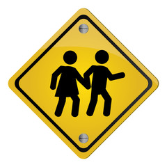 flat design school crossing traffic sign icon vector illustration