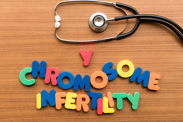 Y chromosome infertility colorful word with stethoscope