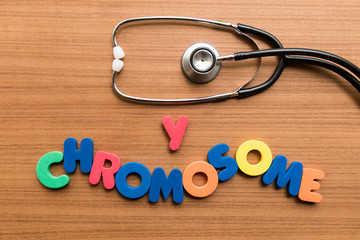 y chromosome colorful word with stethoscope
