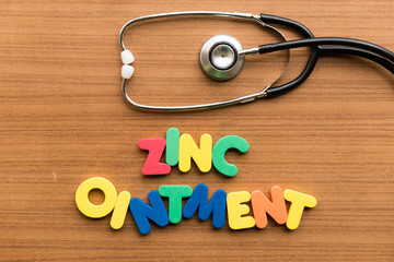 zinc ointment colorful word with stethoscope