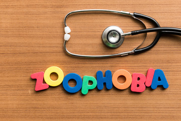 zoophobia colorful word with stethoscope