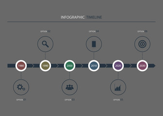 Colored timeline template/infographic. Isolated on gray background. Vector illustration, eps 10.