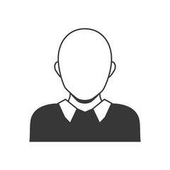 Avatar male concept represented by man head and torso silhouette icon. Isolated and flat illustration